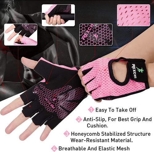 2 Pairs Workout Gloves Adjustable Weight Lifting Gym Exercise Training Breathable Workout Gloves with Full Palm Protection for Men and Women Fitness, Biking, Pull Up, Cycling