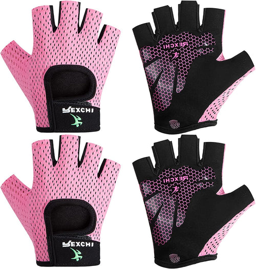 2 Pairs Workout Gloves Adjustable Weight Lifting Gym Exercise Training Breathable Workout Gloves with Full Palm Protection for Men and Women Fitness, Biking, Pull Up, Cycling